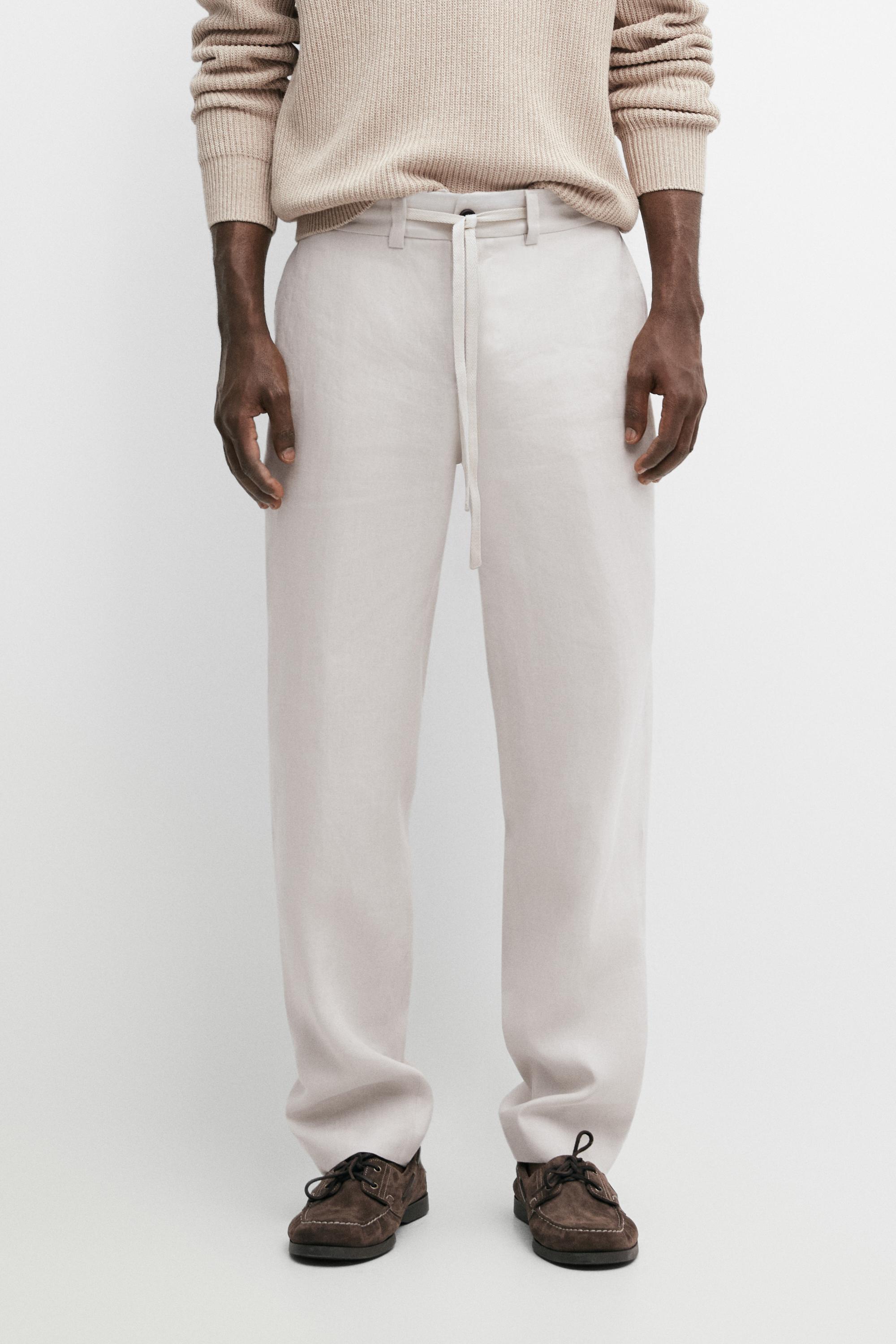 Pantalon à taille élastique 100 % lin